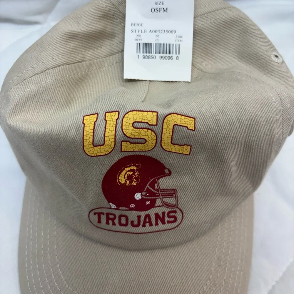 NWT USC University of South Carolina Trojans Football Hat- tan, gold and red
